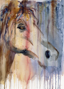 Abstract Equine Horse Watercolor Painting