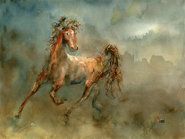 Young Yearling Horse Watercolor Painting